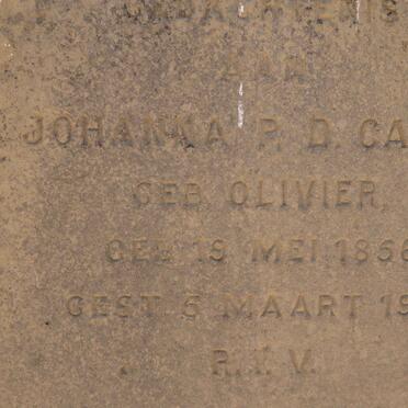 CALITZ Johanna P.D. nee OLIVIER 1856-1921