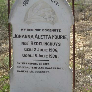 FOURIE Johanna Aletta nee REDELINGHUYS 1906-1938