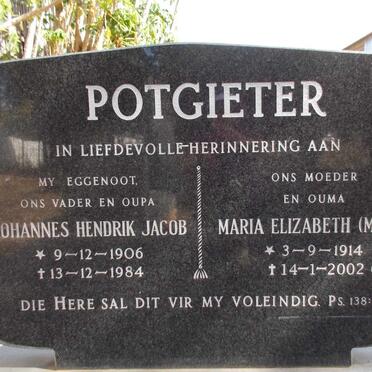 POTGIETER Johannes Hendrik Jacob 1906-1984 &amp; Maria Elizabeth BASSON 1914-2002