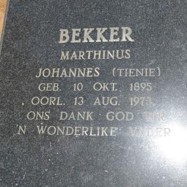 BEKKER Marthinus Johannes 1895-1973