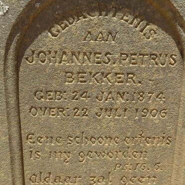 BEKKER Johannes Petrus 1874-1906