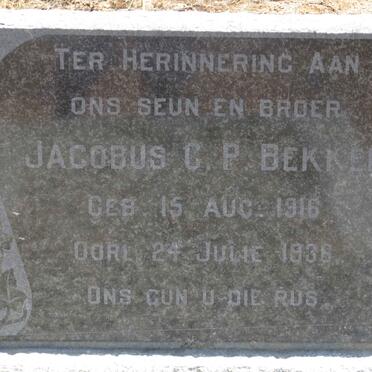 BEKKER Jacobus C.P. 1916-1936