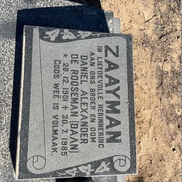 ZAAYMAN Daniel Alexander de Rooseman 1901-1985