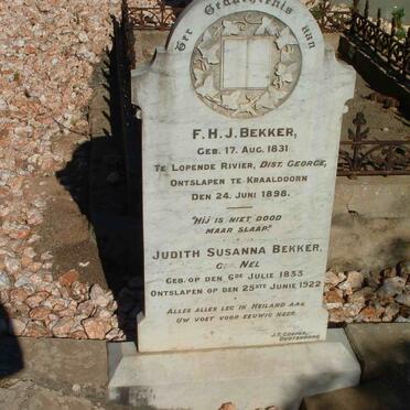 BEKKER F.H.J. 1831-1898 &amp; Judith Susanna NEL 1833-1922