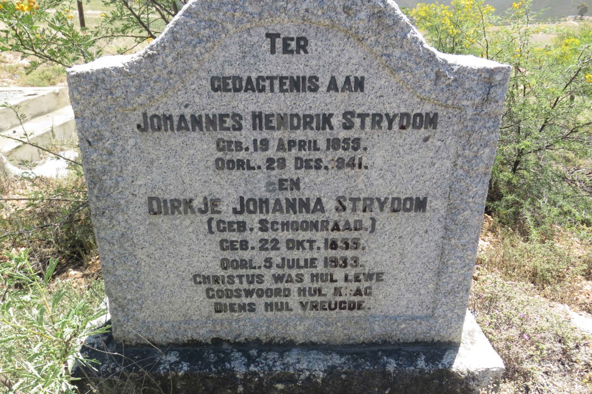 STRYDOM Johannes Hendrik 1855-1941 &amp; Dirkje Johanna SCHOONRAAD 1855-1933