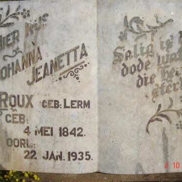 ROUX Johanna Jeanetta nee LERM 1842-1935