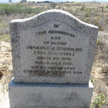 GRUNDLING Johanna J. nee CLAASSEN 1852-1942