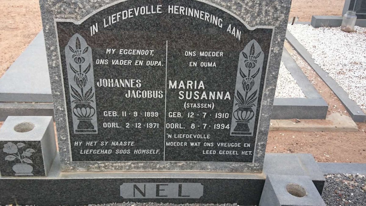 NEL Johannes Jacobus 1899-1971 &amp; Maria Susanna STASSEN 1910-1994