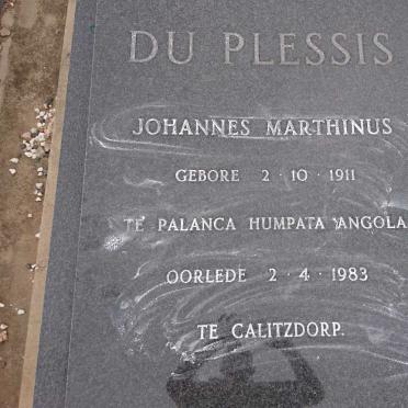 PLESSIS Johannes Marthinus, du 1911-1983