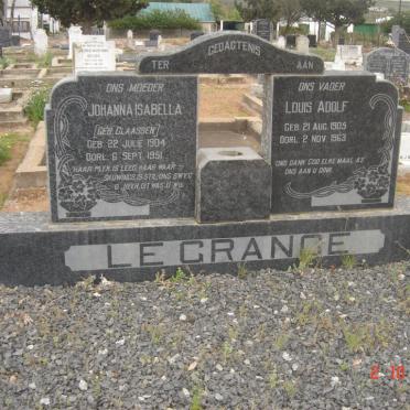 GRANGE Louis Adolf, le 1905-1963 &amp; Johanna Isabella CLAASSEN 1904-1951