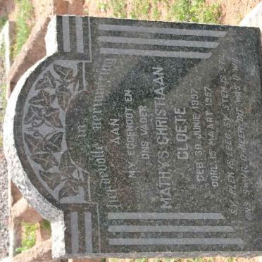 CLOETE Mathys Christiaan 1897-1957
