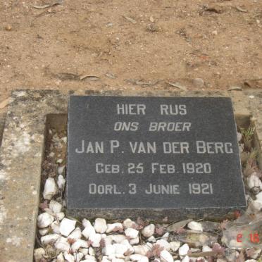 BERG Jan P., van der 1920-1921