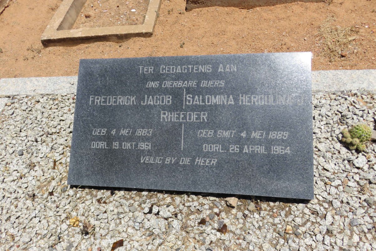 RHEEDER Frederick Jacob 1883-1961 &amp; Salomina Herculina J. SMIT 1889-1964