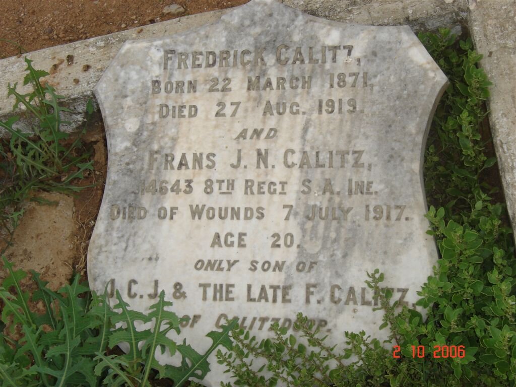 CALITZ Frederick 1871-1919 :: CALITZ  Frans J.N. -1917