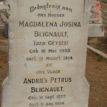 BLIGNAULT Andries Petrus  1852-1934 &amp; Magdalena Josina GEYSER 1855-1914