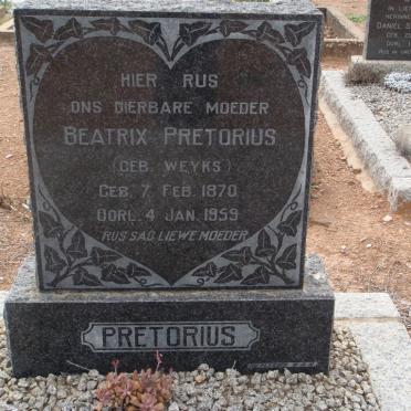 PRETORIUS Beatrix née WEYKS 1870-1959