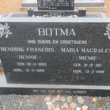 BOTMA Hendrik Francois 1900-1989 &amp; Maria Magdalena 1911-1986