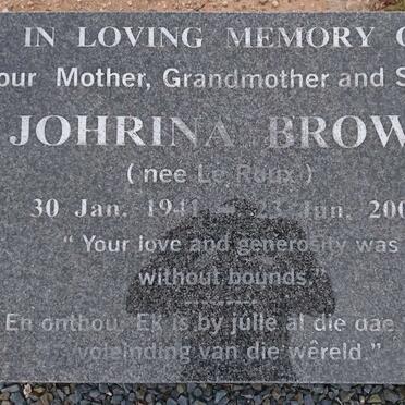 BROWN Johrina nee LE ROUX 1941-2006