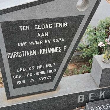 BEKKER Christiaan Johannes P. 1887-1982 &amp; Cecilia Johanna DU TOIT 1893-1970
