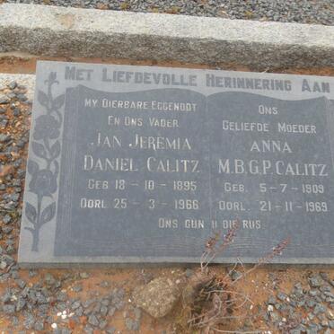 CALITZ Jan Jeremia Daniel 1895-1968 &amp; Anna M.B.G.P. 1909-1969