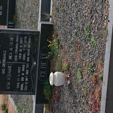 CLOETE Izak H. 1922-1982 &amp; Inga M. GRUNDLINGH 1922-1978