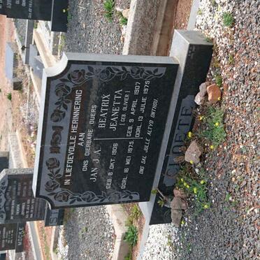 CLOETE Jan J.A. 1906-1975 &amp; Beatrix Jeanetta OLIVIER 1907-1975