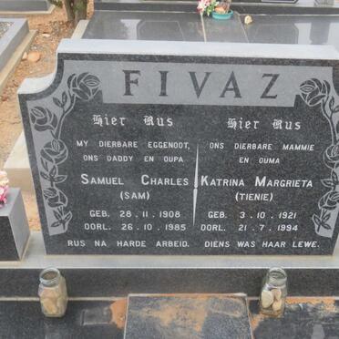 FIVAZ Samuel Charles 1908-1985 &amp; Katrina Margrieta 1921-1994