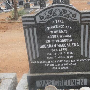 GREUNEN Susarah Magdalena, van nee LERM 1905-1980