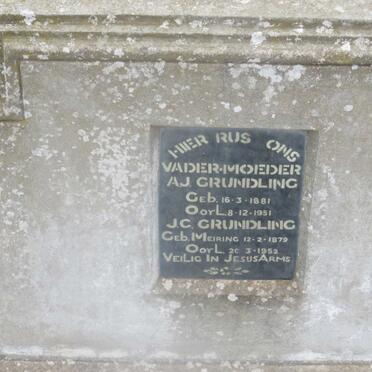 GRUNDLINGH A.J. 1881-1951 &amp; J.C. MEIRING 1879-1952
