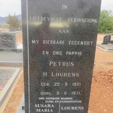 LOURENS Petrus H. 1921-1971 &amp; Susara Maria LA GRANGE 1925-2010