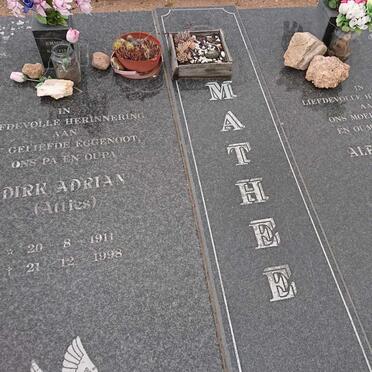 MATHEE Dirk Adrian 1911-1998 &amp; Aletta S.J.C. 1914-2000