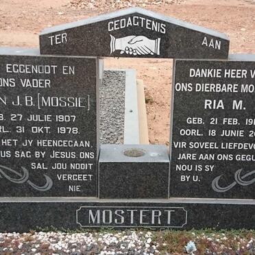 MOSTERT Jan J.B. 1907-1978 &amp; Ria M. 1919-2012