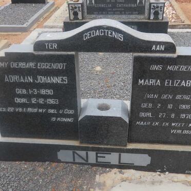 NEL Adriaan Johannes 1890-1963 &amp; Maria Elizabeth VAN DEN BERG 1906-1976