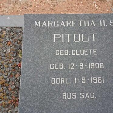 PITOUT Margaretha H.S. nee CLOETE 1908-1981