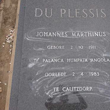 PLESSIS Johannes Marthinus, du 1911-1983