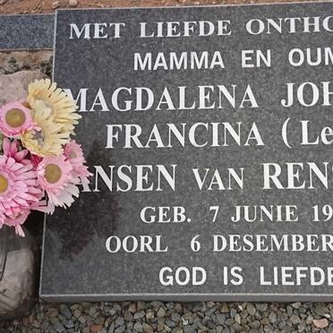 RENSBURG Magdalena Johanna Francina, Jansen van 1918-2007