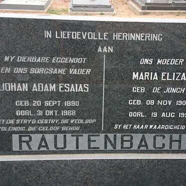 RAUTENBACH Johan Adam Esaias 1890-1968 &amp; Maria Eliza DE JONGH 1902-1994