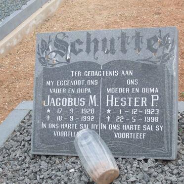 SCHUTTE Jacobus M. 1920-1992 &amp; Hester P. 1923-1998