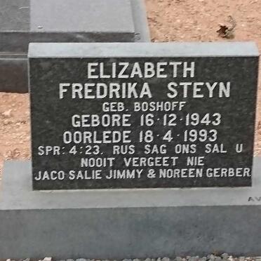 STEYN Elizabeth Fredrika nee BOSHOFF 1943-1993