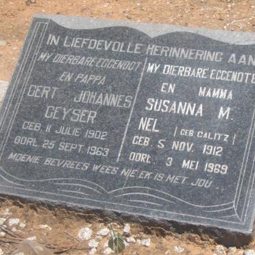 GEYSER Gert Johannes 1902-1963 &amp; Susanna M. NEL nee CALITZ  1912-1969