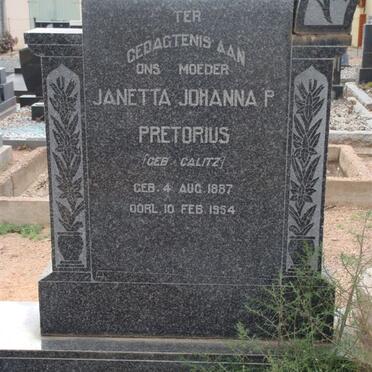 PRETORIUS Janetta Johanna P. née CALITZ 1887-1954
