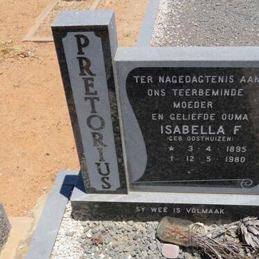 PRETORIUS Isabella F.nee OOSTHUIZEN 1895-1980