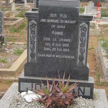 JORDAAN Hannie nee LE GRANGE 1882-1965