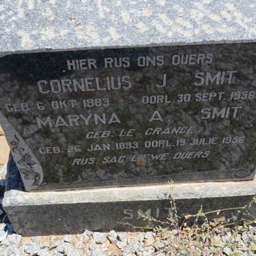 SMIT Cornelius J. 1883-1956 &amp; Maryna A. LE GRANGE 1893-1956