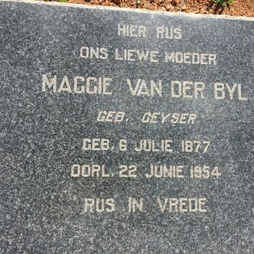 BYL Martha Catharina Maria, van der nee GEYSER 1877-1954