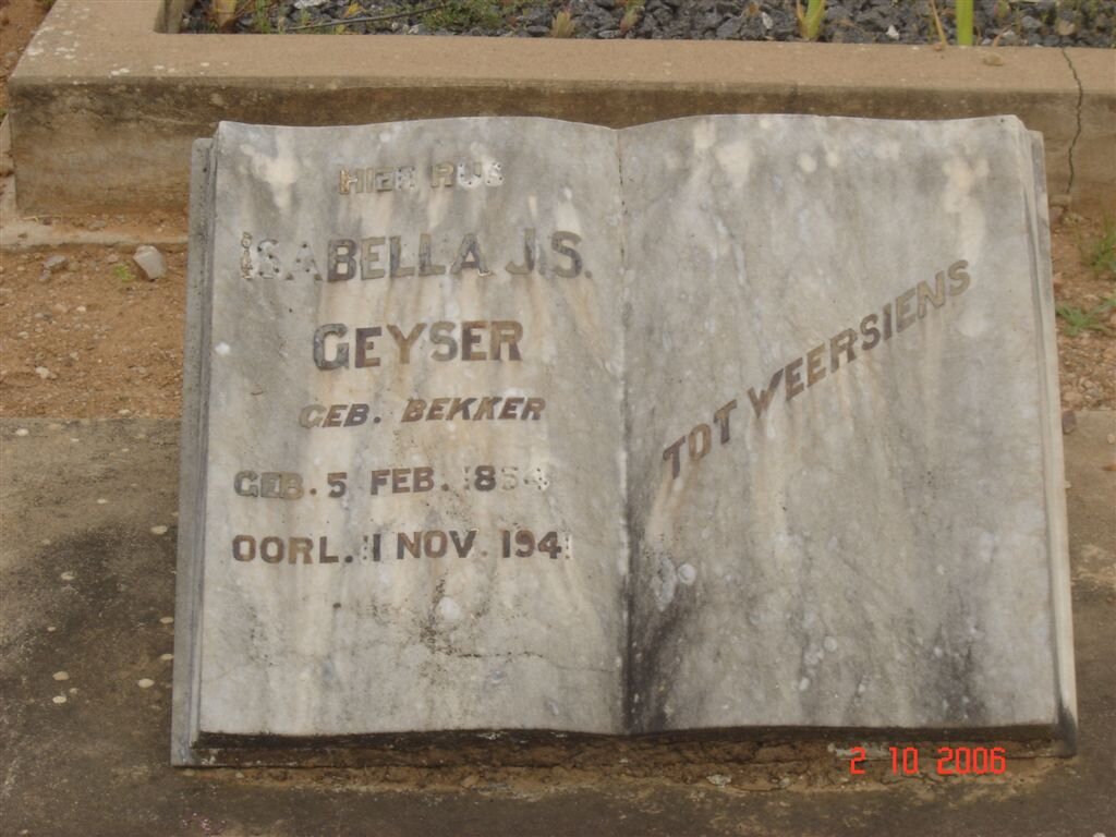 GEYSER Isabella J. S.  nee BEKKER 1854-1941