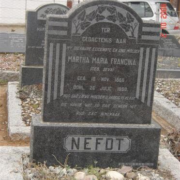 NEFDT Martha Maria Francina nee SEVA 1866-1960