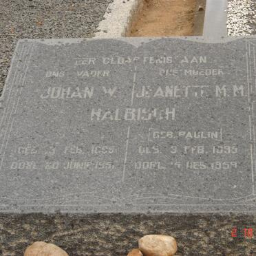 HALBISCH Johan W. 1895-1951 &amp; Jeanette M.M. PAULIN 1895-1959