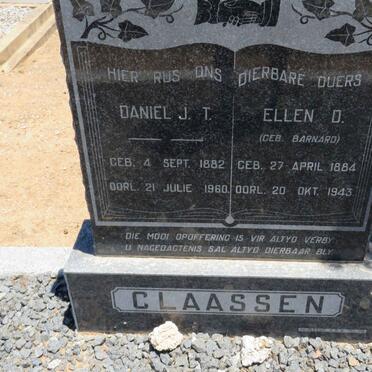 CLAASSEN Daniel J.T. 1882-1960 &amp; Ellen D. BARNARD 1884-1943