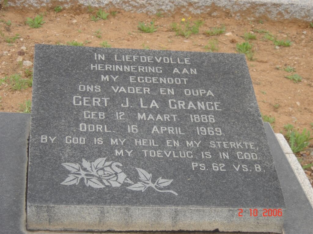 GRANGE Gert J., la 1886-1969